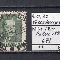 Polen 1950 Freimarken: Staatspräsident Boleslaw Bierut MiNr. 672 Vollstempel