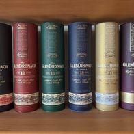 GlenDronach - 6 Flaschen Single Malt Scotch Whisky 8 bis 21 Jahre NEU !