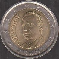 2001 Spanien Kursmünze 2 Euro bankfrisch