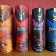 Glenfiddich - 4 Flaschen Single Malt Scotch Whisky "Perputual Collection" NEU !