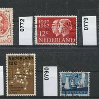 Niederlande Mi. Nr. 751 + 772 + 779 + 780 + 790 o <