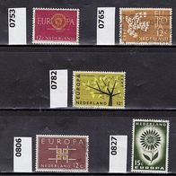 Niederlande Mi. Nr. 753 + 765 + 782 + 806 + 827 Europamarken CEPT o <