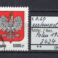 Polen 1992 Freimarken: Geschichte des polnischen Staatswappens MiNr. 3424 gestempelt1