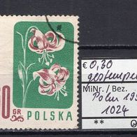 Polen 1957 Geschützte Blumen MiNr. 1024 gestempelt -1