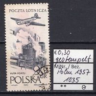Polen 1957 Flugzeuge über Städten und Landschaften (I) MiNr. 1035 gestempelt
