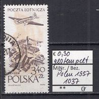 Polen 1957 Flugzeuge über Städten und Landschaften (I) MiNr. 1037 gestempelt