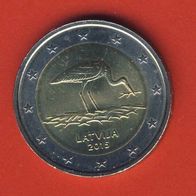 Lettland 2 Euro 2015 Sondermünze10 Jahre Schwarzstorch-Schutzprogramm