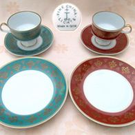 2x DDR Sammeltasse * Gedeck Lichte Porzellan in grün & rotbraun