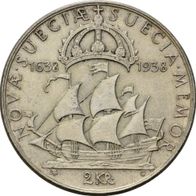 Schweden 2 Kronor 1938 "300. Jahre Siedler Amerika Delaware" Gustaf V.