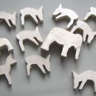 9 Rehe + 2 Elefanten aus Holz zum Fertigschnitzen