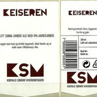 Bieretikett "KEISEREN KSM" Korvald Søndre Mikrobryggeri Mjøndalen Norwegen