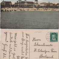 Rügen-Binz-AK-1938 gestempelt Kurhotel und Strand, dickes Papier Erh.1