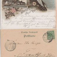 Rügen-Litho AK 1896 Gruss von der Insel Rügen, Königsstuhl u. Strandhotel Erh.2