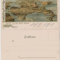 Rügen-Litho-AK 1901 Gesamtansicht Relief Gruss von der Insel Erh.2