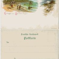 Rügen-Sellin-Litho AK um 1899 Strandansicht Erh.1