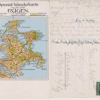 Rügen-Wanderkarte-AK 1937 Vertieben durch W. Dinse Kurhaus Altefähr Erh.1