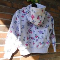 Mädchen Sweater Kapuzenpullover Hoodie grau flieder magenta Blumen Gr 134-140