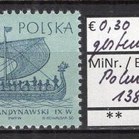 Polen 1963 Segelschiffe (I) MiNr. 1387 gestempelt -1