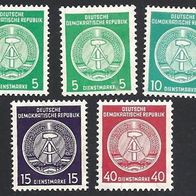 DDR, 1957, Dienstpost, Mi.-Nr. 34 A + B, 35, 36, + 39, postfrisch