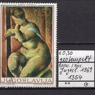 Jugoslawien 1969 Jugoslawische Kunst: Aktgemälde MiNr. 1354 gestempelt