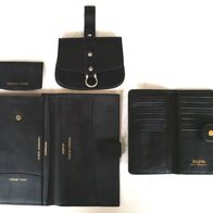 Brieftasche + Kartentasche + Gürteltasche. Leder schwarz.