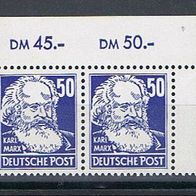 DDR MiNr. 337 vXI Köpfe II waagerechtes Doppelstück Ecke oben rechts RWZ postfrisch