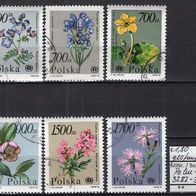 Polen 1990 Gefährdete Pflanzen aus dem Botanischen Garten, Warschau MiNr. 3282 - 3287