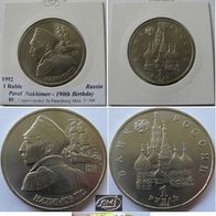 1992, Russia, 1 Ruble- Naval Commander P.S. Nakhimov, BU