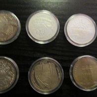 10 DM Münzen (nicht Euro), 6 Stück von 1972 -1990, alle aus 625 er Silber, stgl.
