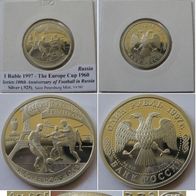 1997-Russia-1 Ruble-Silver.925-The Europe Cup 1960-Proof-Mintage:25000 pcs