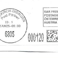 Österreich Freistempel auf Briefausschnitt mit QRC Code