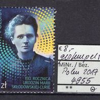 Polen 2017 150. Geburtstag von Maria Sklodowska-Curie MiNr. 4955 gestempelt