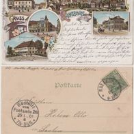 Radeburg-Litho-AK 1901 Gruss aus Karte mit 5Bildern Erh.1