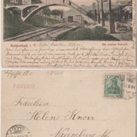 Reichenbach-Vogtland-AK 1903 Am unteren Bahnhof mit Fussgängerbrücke Erh.1