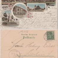 Rhinow-Havelland-Litho AK 1900 Gruss aus 4Bildkarte, Erh.1