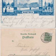 Rostock-Litho-AK1898, 4Bilder blaue Karte Erh.2