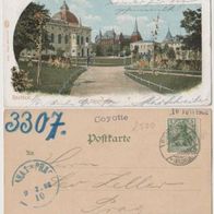 Rostock-Theaterplatz-Litho AK 1902. Blick auf den Theaterplatz Erh.1