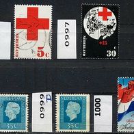 Niederlande Mi. Nr. 994 + 997 + 999 A + 999 Dr + 1000 o <