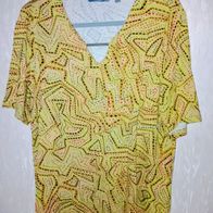 Ulla Popken Damen Marken Sommer Shirt Gr.42 gelb grün bunt