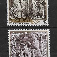 008) Penrhyn 1977 Weihnachten Mi. Nr. 95/96 postfrisch