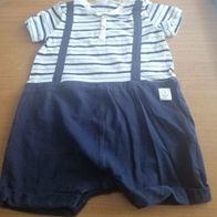 Blauer Einteiler mit Streifen - Strampler - Gr. 74 - H&M
