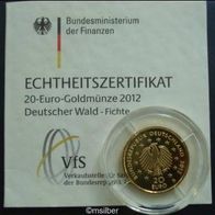 20 Euro Gold Deutscher Wald Fichte " 2012 " ( D )