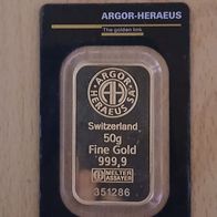 Argor Heraeus Goldbarren 50g-999/1000 Feingold