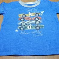 Blaues Shirt mit Aufdruck Auto - Gr. 62 - Benetton baby