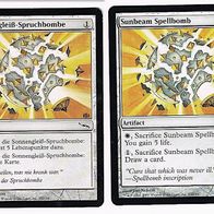 2x "Sonnengleiß-Spruchbombe" Common aus "Mirrodin", Erhaltung siehe Text