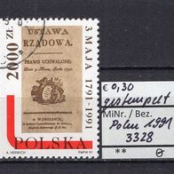 Polen 1991 200 Jahre Verfassung des 3. Mai MiNr. 3328 gestempelt