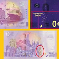 0 Euro Schein Hamburg XEMW 2020-1 Anniversary selten Nr 4303