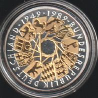 1989 BRD 40 Jahre BRD 10 DM mit Goldapplikation