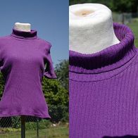 Rollkragen-Shirt Young Fashion lila violett einfarbig Kurzarm