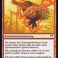 4x "Unkontrollierbarer Zorn" Common aus "Meister von Kamigawa", Erhaltung siehe Text